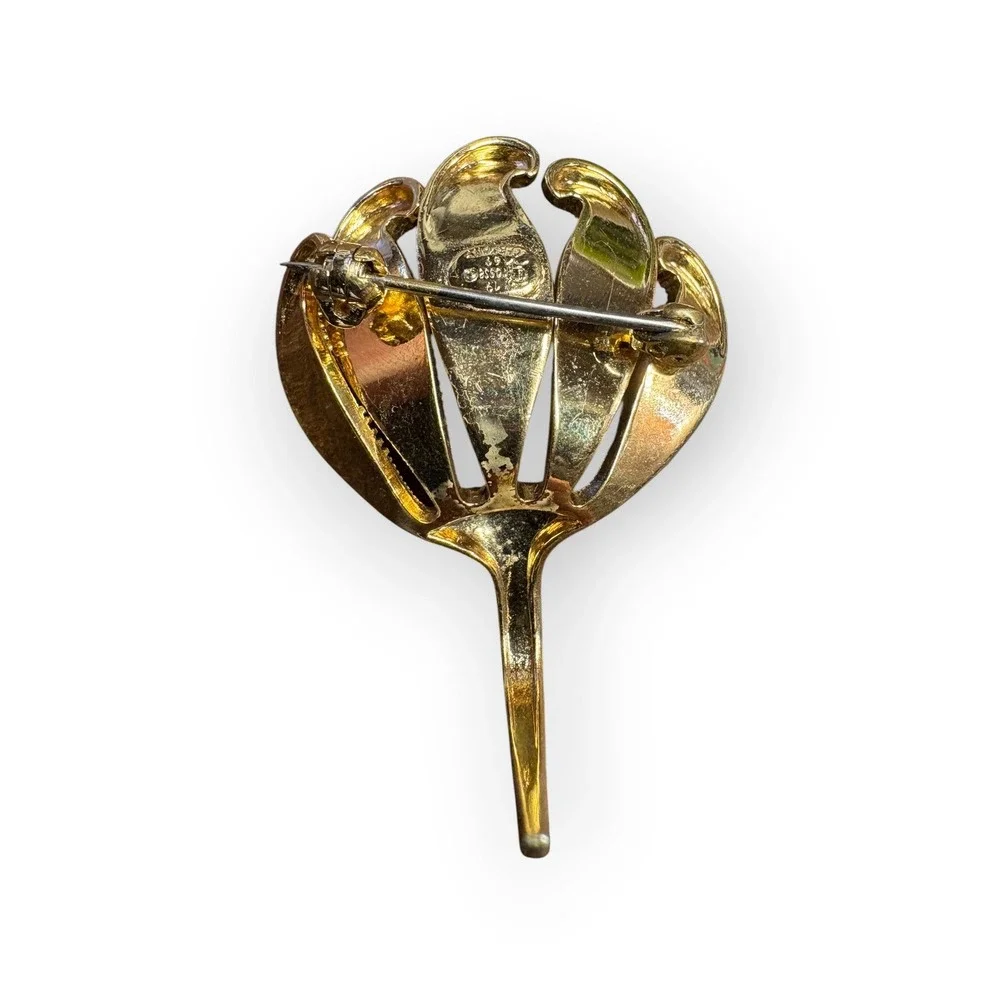 Grosse Brooch Vintage 1969 Germany Gold Textured Abstract Pin Excellent